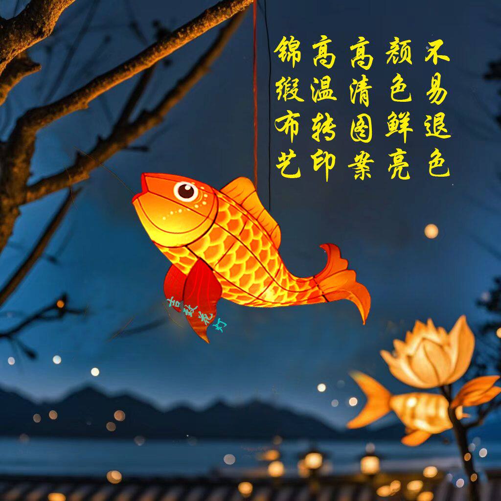 金鱼中秋节花灯发光定制鱼灯餐厅手工过道装饰锦鲤传统灯笼鲤鱼