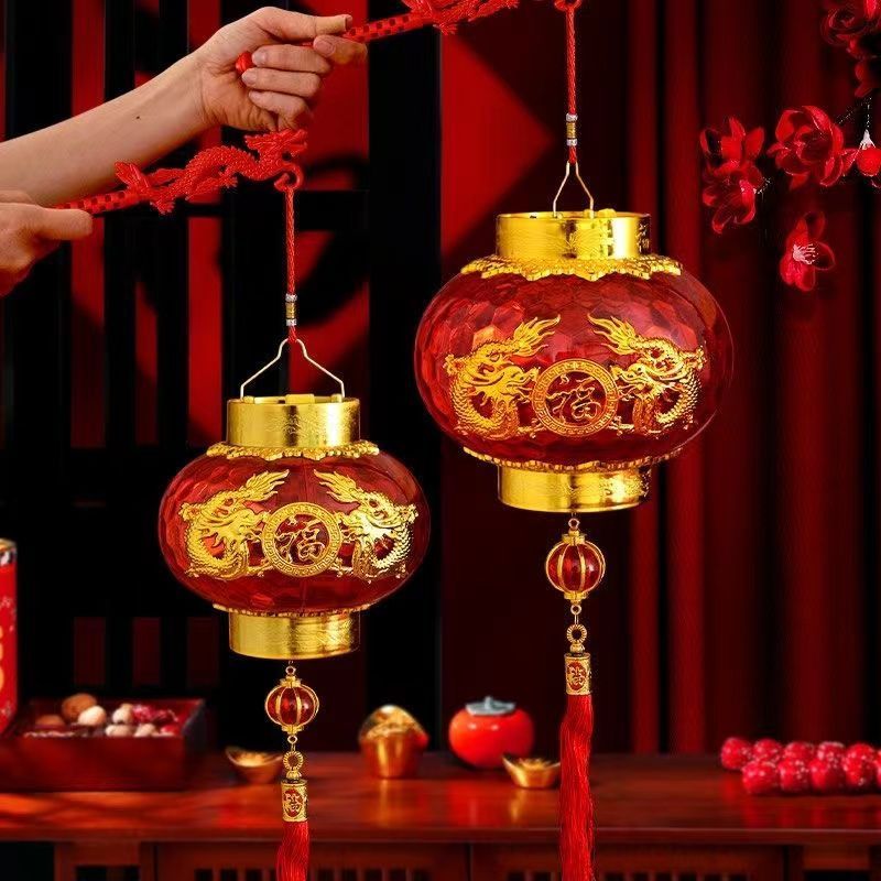 2026过年生肖龙灯笼新年发光手提儿童小灯笼春节水晶投影宫灯装饰