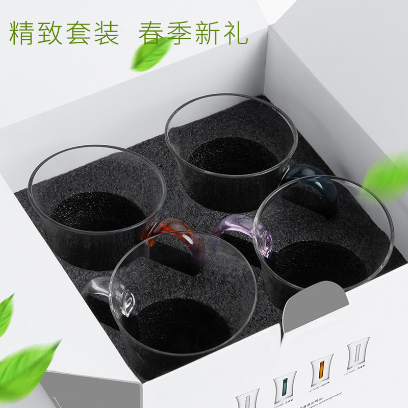 尚明玻璃杯子耐热绿茶杯喝水杯子高档家用泡茶水杯商务接待口杯