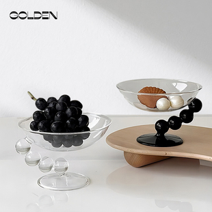 艺术品高级感玻璃水果盘现代轻奢透明碗客厅茶几水果甜品碗零食盘