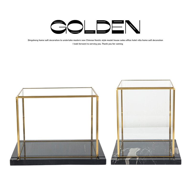 轻奢风金属玻璃黑色大理石装饰品