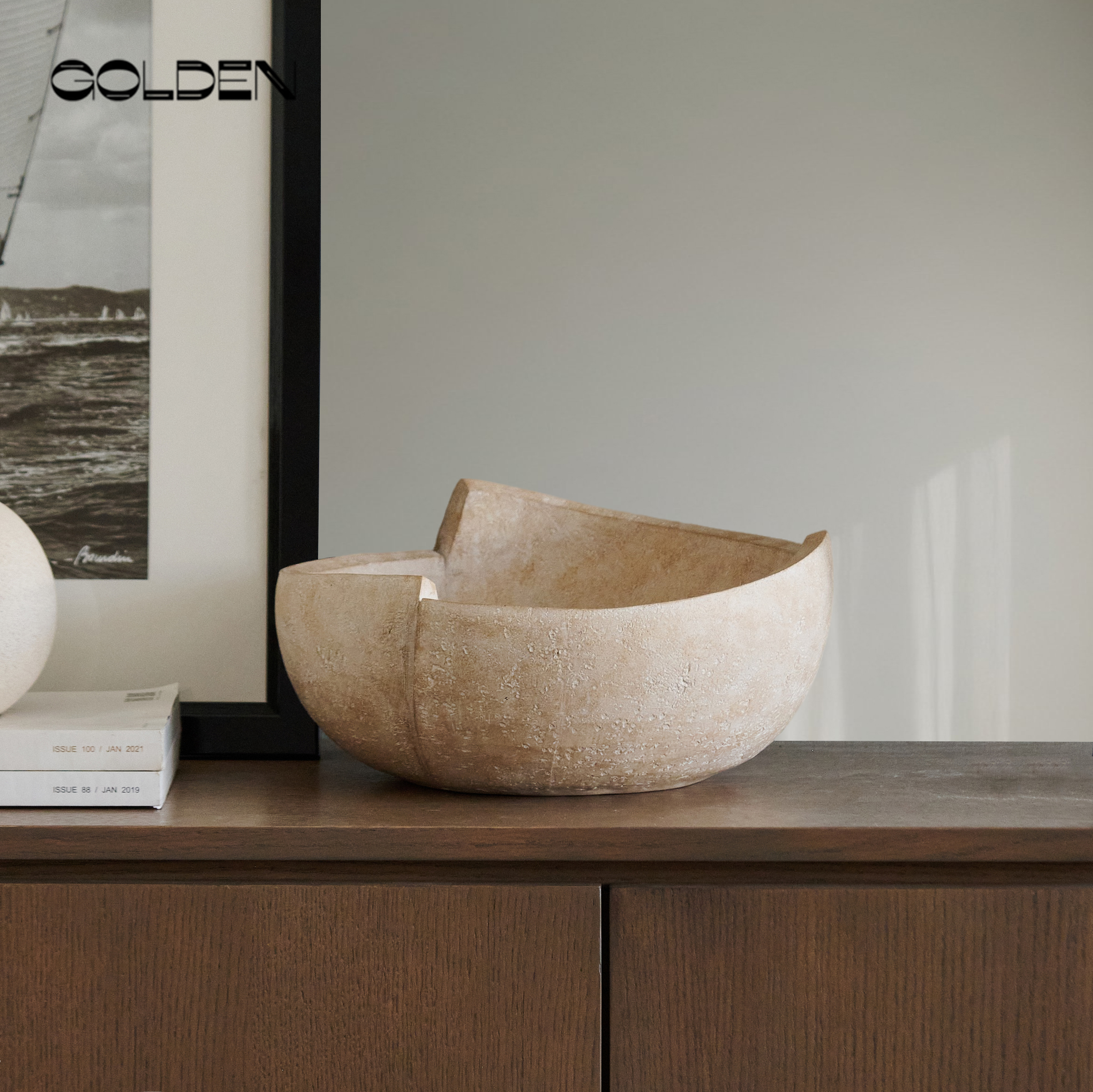 中古风干果盘装饰盆摆件