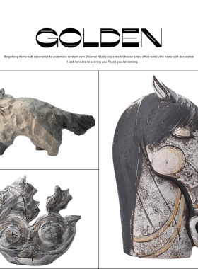 网红卡通可爱小猫咪陶瓷手工工艺品软装饰品摆件复古做旧款陶器