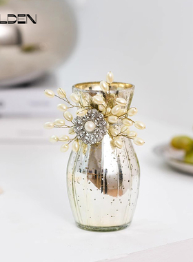 印度进口迷你小花瓶玻璃花器高档香薰瓶欧式复古做旧香精瓶摆件