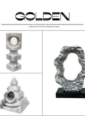 欧式现代天然大理石抽象雕塑样板房摆件客厅酒店会所售楼处装饰品