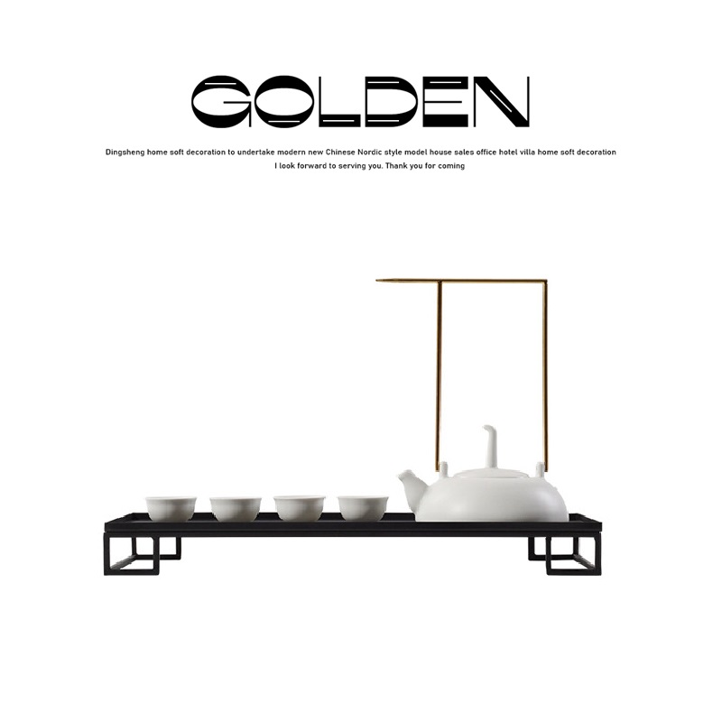 新中式禅意陶瓷功夫茶具套装翡绿茶壶茶杯托盘样板房软装饰品摆件