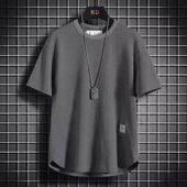 宽松简约华夫格半袖 T恤夏季 体恤潮流圆领百搭休闲上衣服 短袖 男士