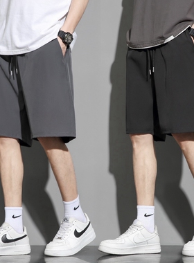 冰丝休闲短裤男夏季新款薄款速干外穿ins裤子宽松运动痞帅五分裤