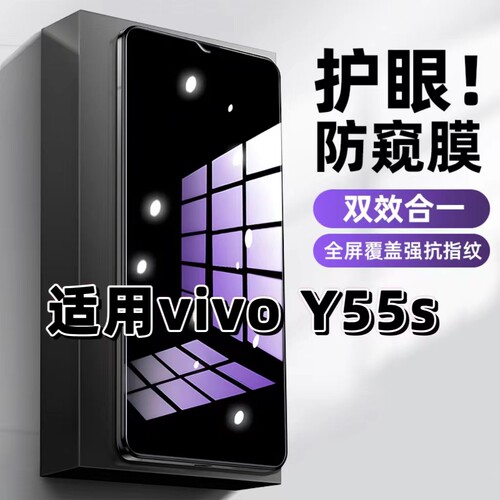 适用vivoY55S钢化膜V2164A防窥膜步步高Y55t抗蓝光护眼手机膜5G黑边防偷窥看保护隐私全屏防摔爆高清玻璃贴膜