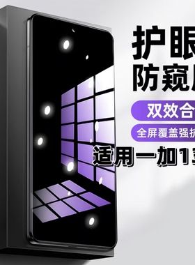 适用一加13T钢化膜OnePlus防窥膜13T抗蓝光护眼手机膜5G黑边防偷窥看保护隐私全屏防摔爆高清紫光玻璃贴膜