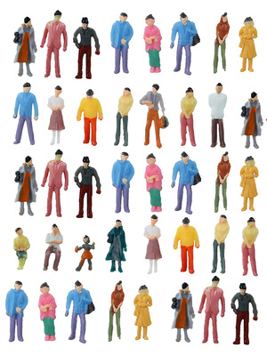 100个促销沙盘场景模型材料彩色人偶 1:150仿真迷你模型小人微缩