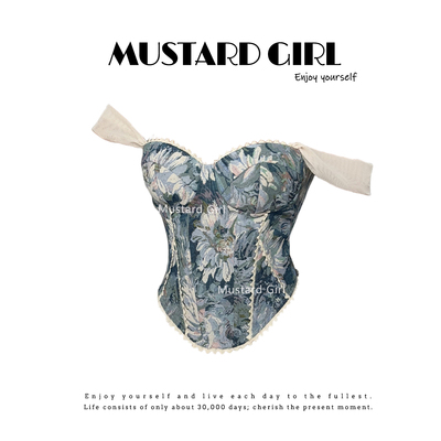 法式复古蕾丝提花带胸垫吊带背心