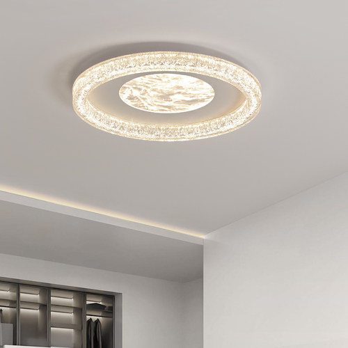 奢水晶圆形吸顶灯 现代简约卧室灯 网红水波纹 LED 房间主灯