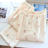 睡衣女网红风纯棉纱布春秋夏季 圆领套头家居服 大码 薄款 2026年新款