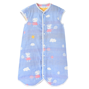 宝宝睡袋夏季薄款中大儿童纯棉纱布睡衣春秋学生背心式分腿防踢被