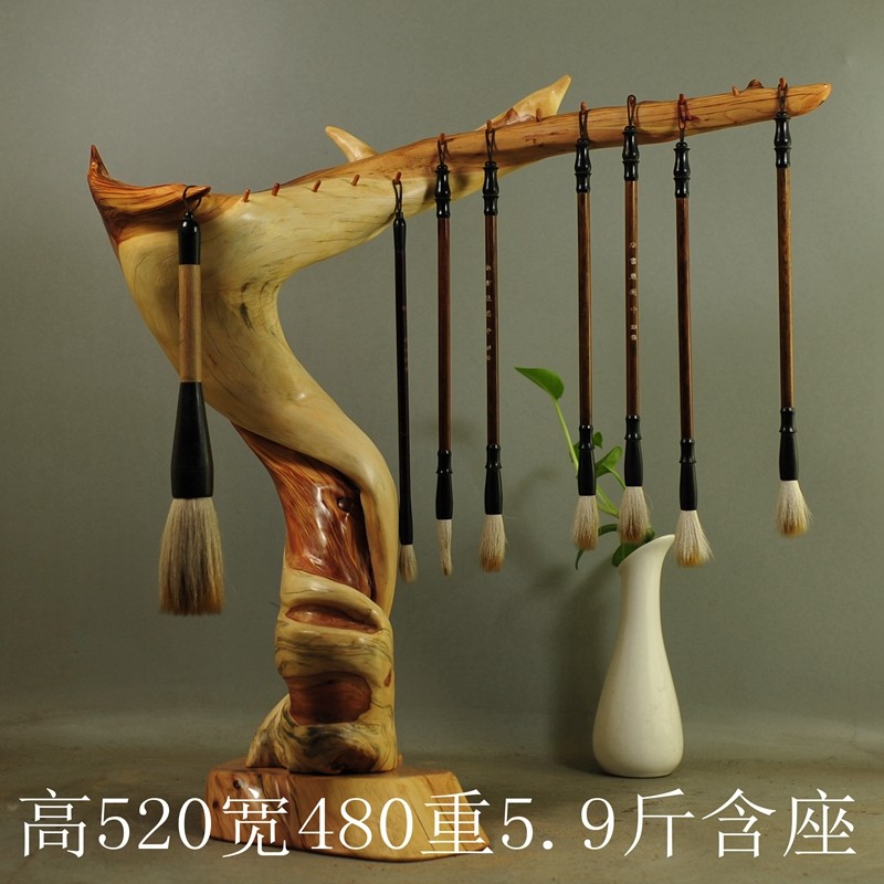 崖柏根雕摆件随形笔挂笔架珠串架笔筒茶台太行陈化原料倒流香