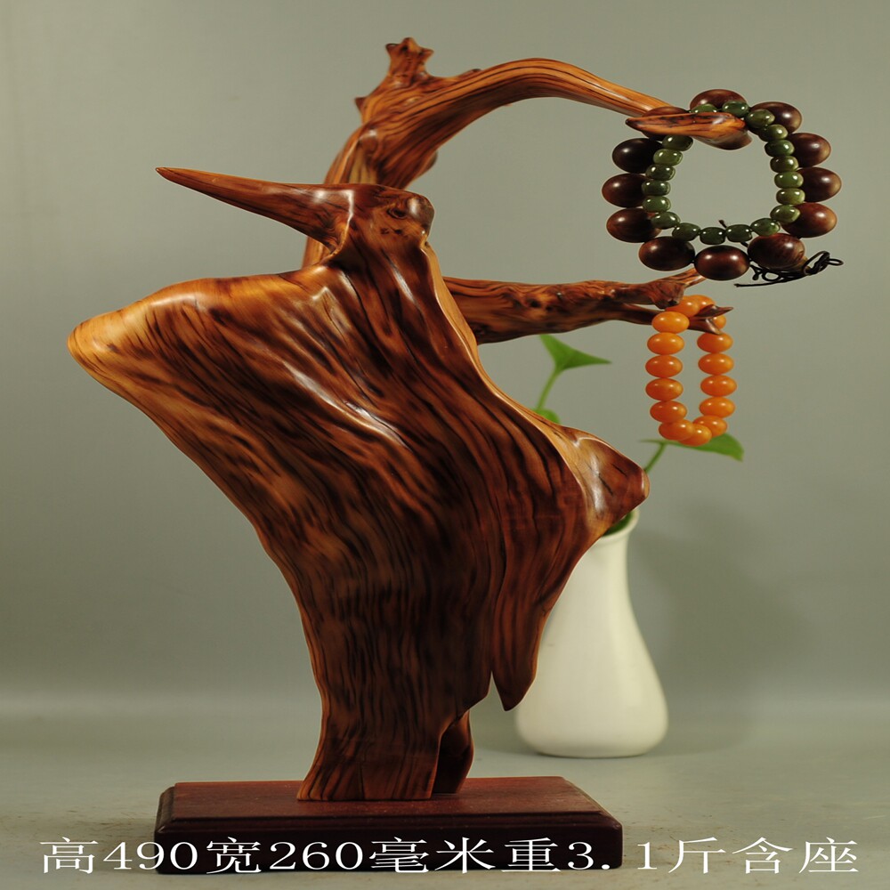 崖柏根雕摆件禅意随形笔挂工艺品镇宅笔架珠串架笔筒茶台红白料