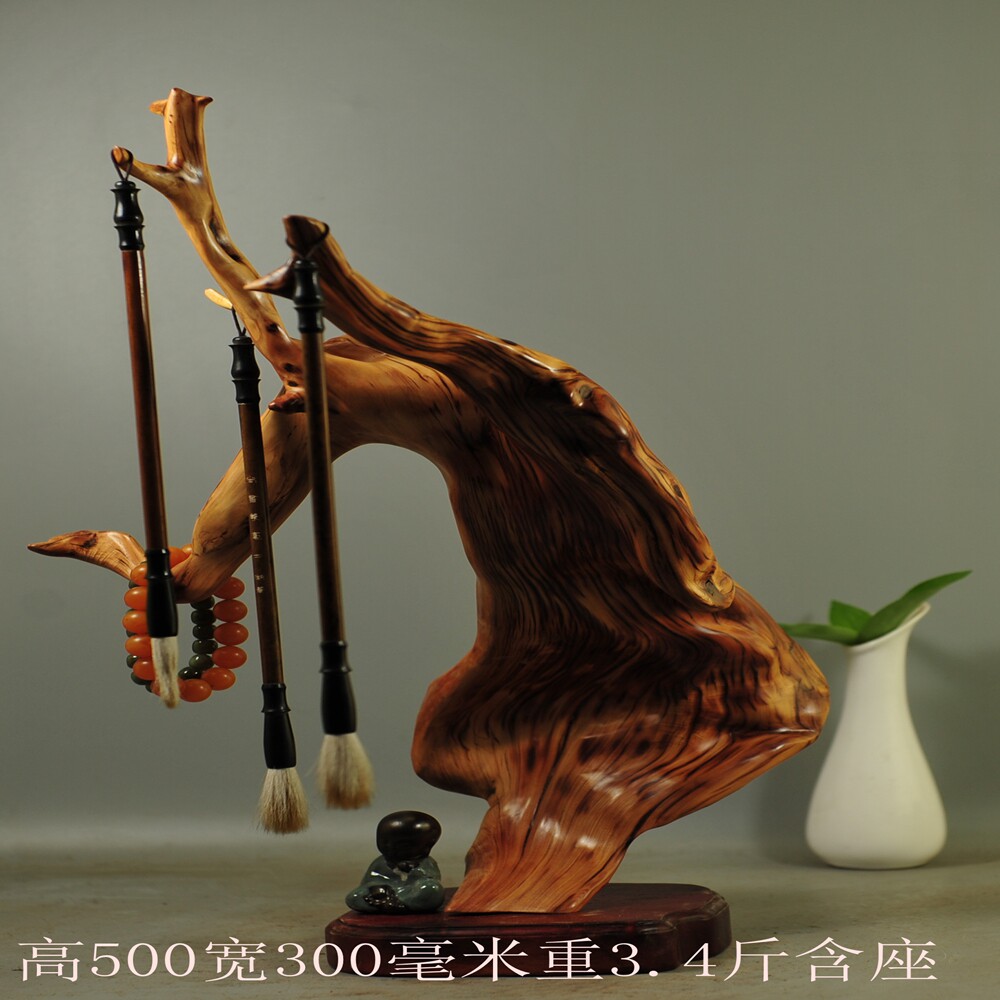 崖缘斋根雕崖柏随行摆件