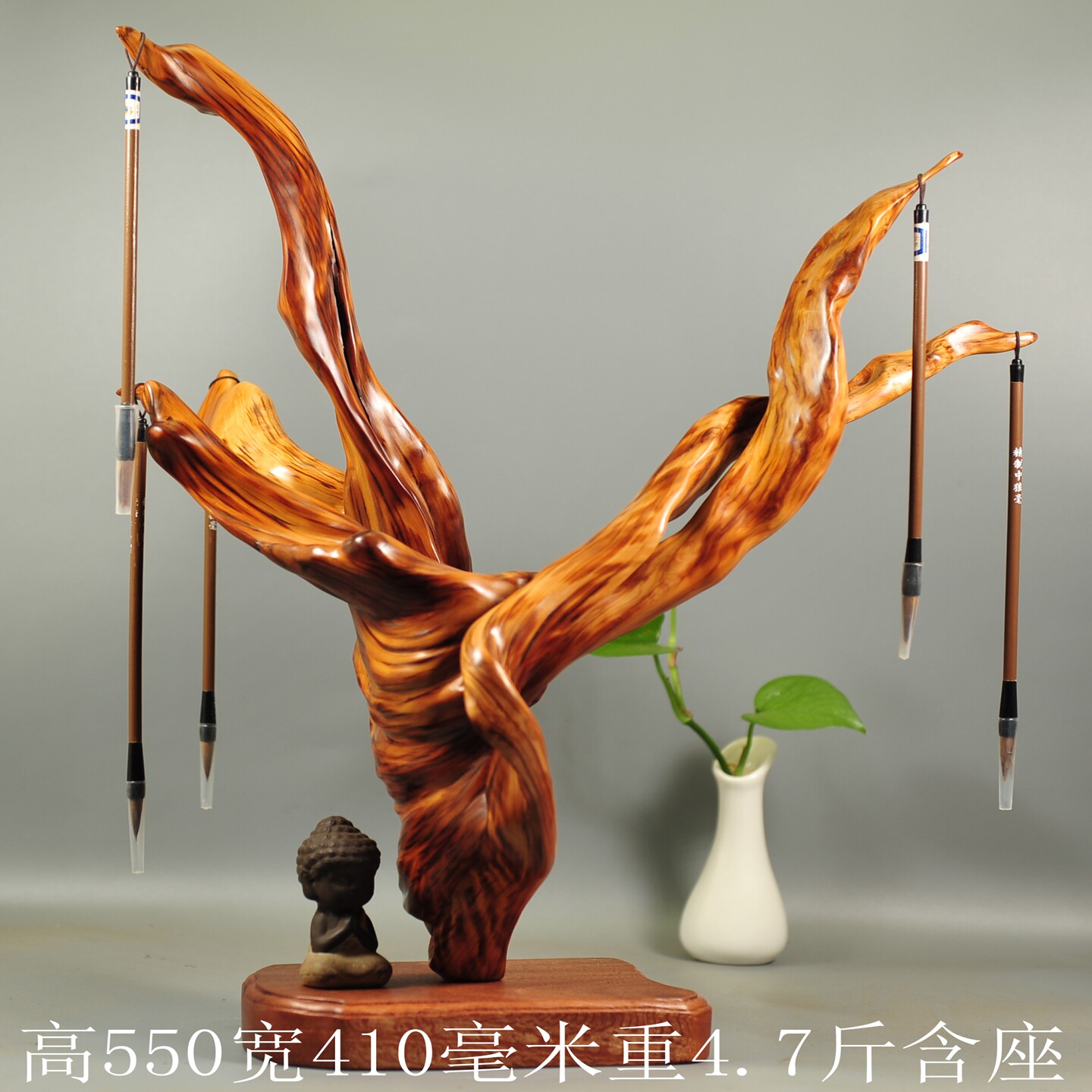 崖柏实木手工雕刻笔架摆件