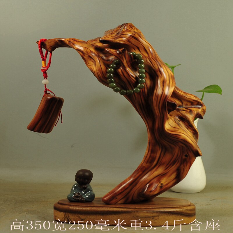 崖柏根雕摆件禅意随形笔挂工艺品镇宅笔架珠串架笔筒茶台红白料