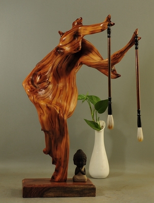 太行崖柏根雕摆件笔架串架倒流香笔挂笔筒手把件毛料陈化红白料