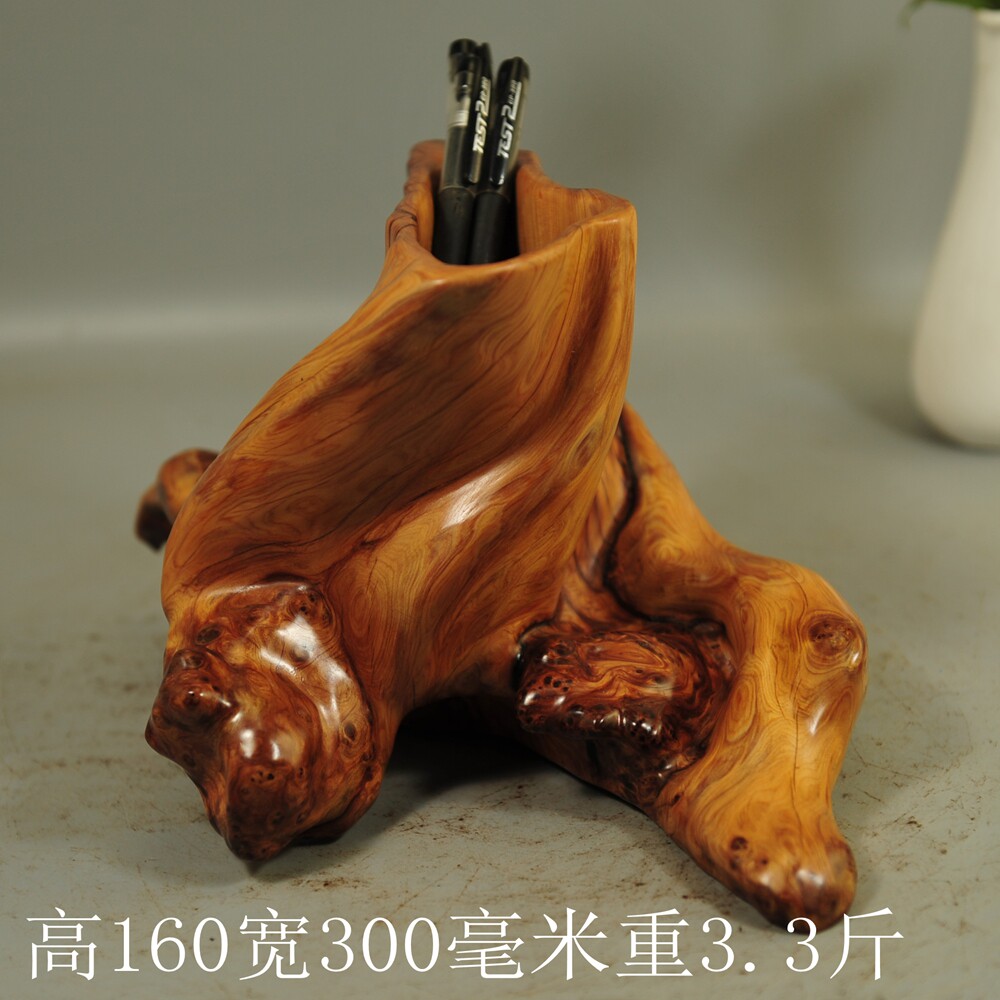 太行崖柏手把件香插根雕倒流香笔挂笔筒摆件崖柏毛料陈化料红白料