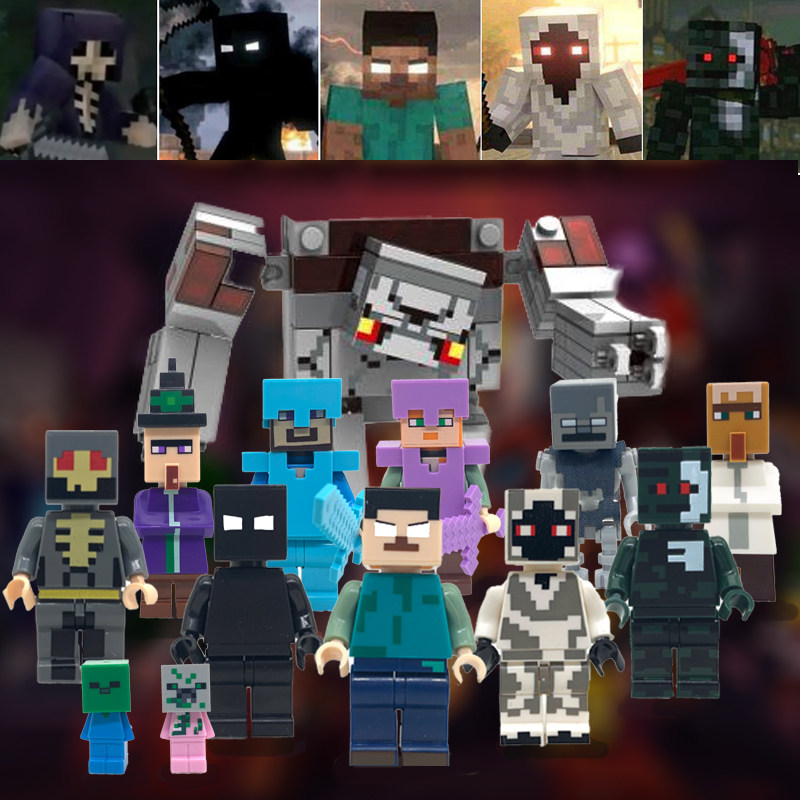 2022新品我的世界him积木人仔实体303钻石套史蒂夫男孩子拼装玩具