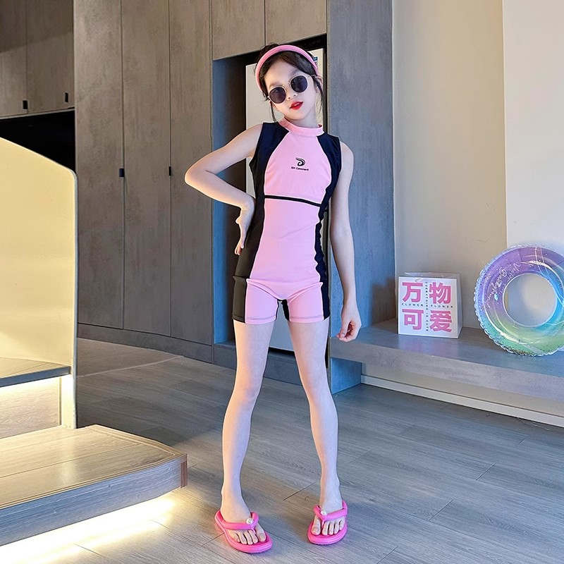女童泳衣2025新款儿童专业训练速干游泳装女孩连体平角游泳衣