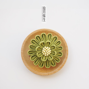 拾月弥生手作【湘君】和风汉风头饰发夹吊片传统日式绿色系