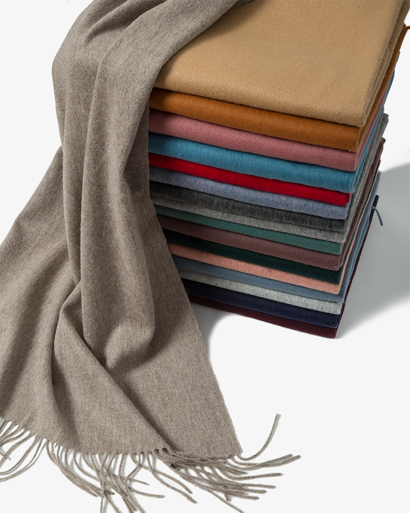 内蒙古秋冬季柔软羊绒纯色围巾