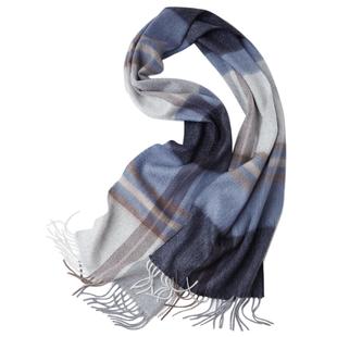 鄂*多斯~2024秋冬新款男士纯山羊绒高档商务格子围巾保暖通勤围脖