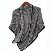 针织三角巾千鸟格撞色包边围巾 女士纯山羊绒厚款 国外订单款 秋冬季