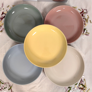 Staub餐具陶瓷盘子珐宝莫兰迪深盘家用厨房餐桌瓷器圆盘22cm正品