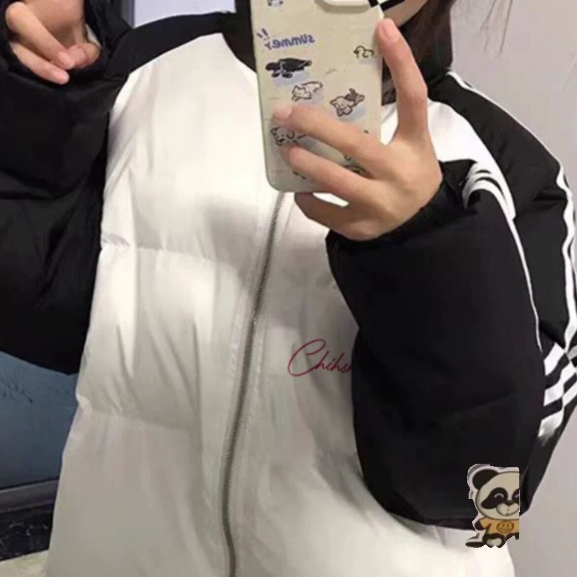 学生宽松设计感插肩袖棉衣棉服女冬季加厚保暖夹棉三条杠棉袄外套