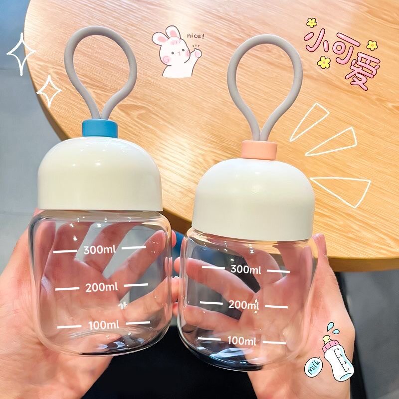 迷你提绳胖胖杯玻璃小奶杯女生咖啡牛奶杯便携式外带高颜值小水杯图片