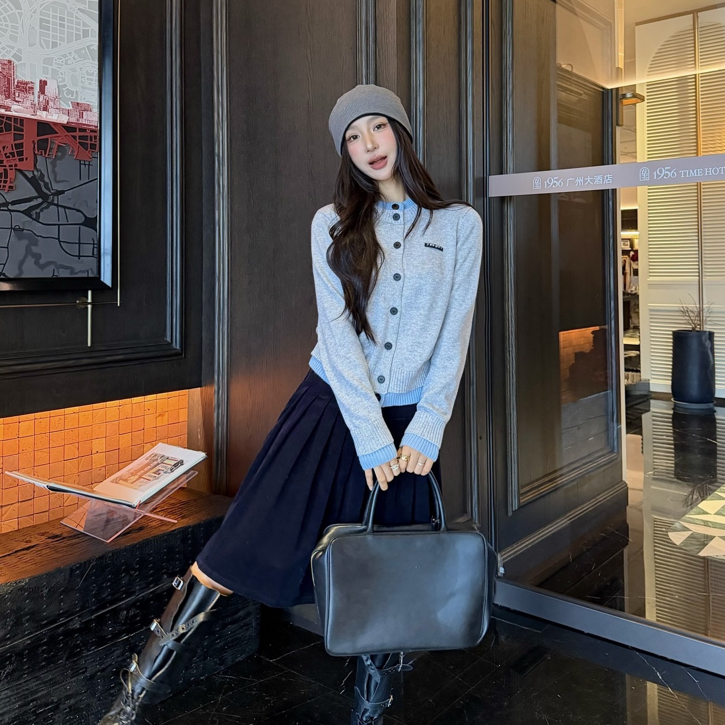 miu系穿搭针织开衫女秋假两件