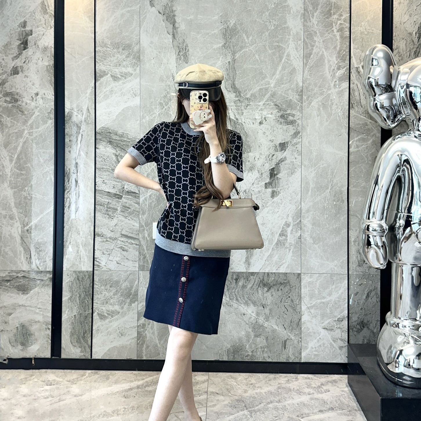 南油双面穿羊毛衫短袖女撞色字母