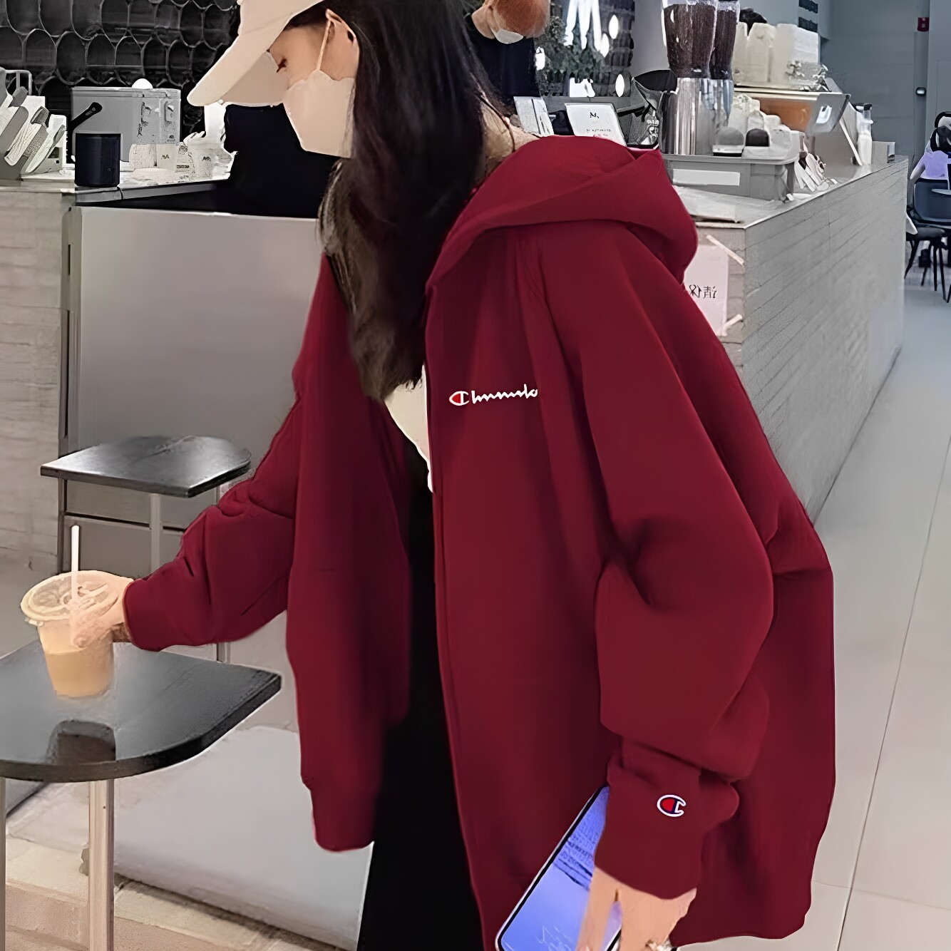 冠军连帽加绒加厚纯棉休闲卫衣女
