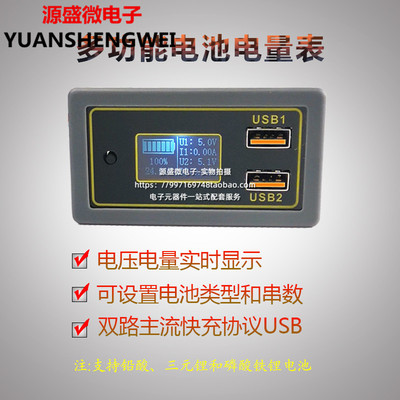 汽车电瓶蓄电池电压电量显示器12v24v支持锂电USB支持多协议快充