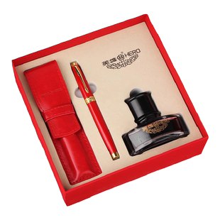 HERO/英雄官方旗舰店钢笔772【福禄】墨水套装国潮镂空书签成人商务办公礼盒送礼老师练字金属铱金书法刻字