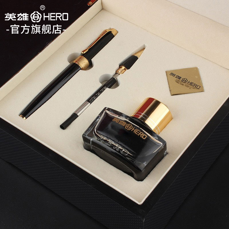 英雄钢笔书写高档文具木质盒装