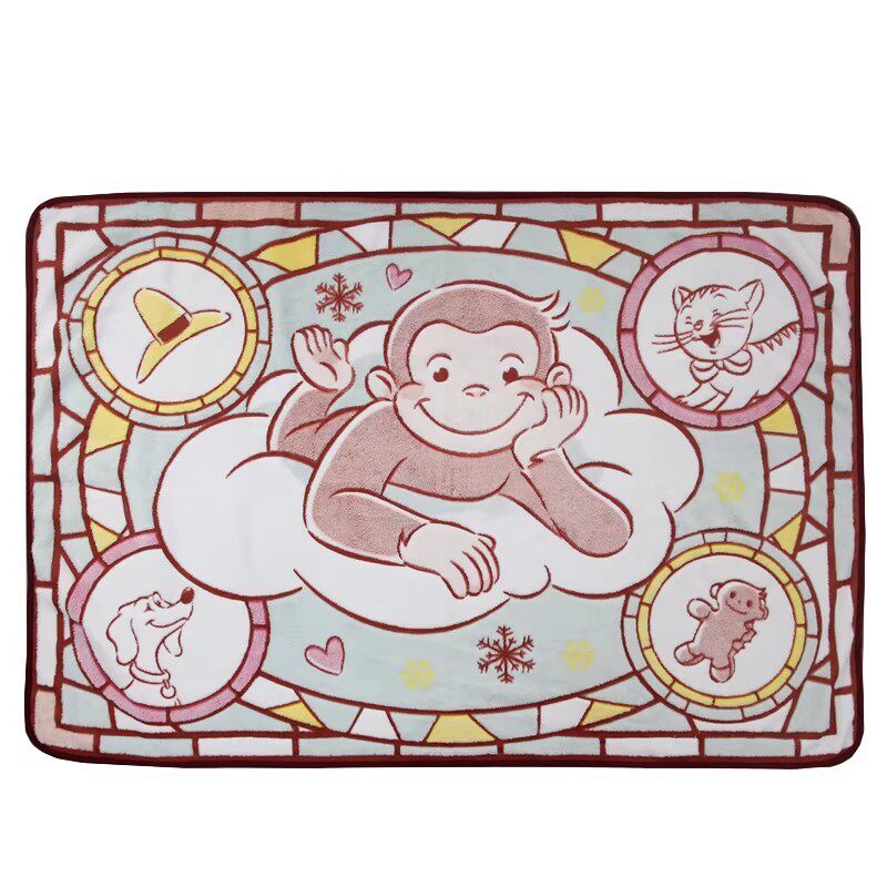 卡通可爱猴子毯子毛毯盖毯婴儿毯柔软舒适防静电法兰绒毯