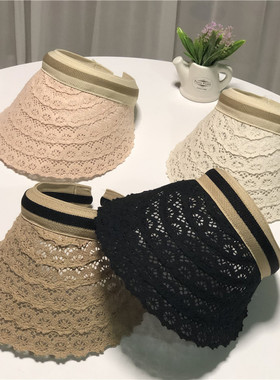 帽子女韩版时尚镂空花纹遮阳帽日系春夏天百搭空顶户外出游无顶帽