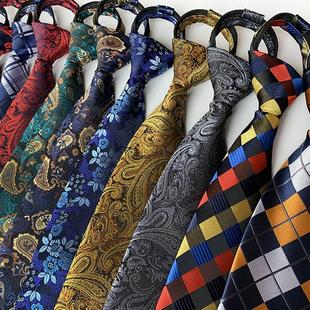 拉链式领带男士腰果花纹商务正装时尚职业加长结婚免打结新郎喜庆