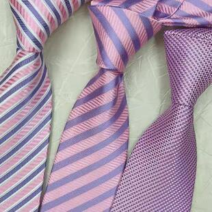 粉色条纹领带男女免打结拉链英伦时尚休闲手打出龙胆三途cospaly