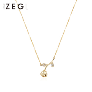 ZEGL高级感玫瑰花项链女轻奢小众锁骨链气质饰品情人节礼物送女友