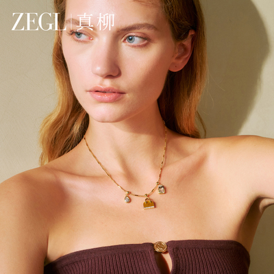 虎眼石项链美拉德风包包锁骨链女