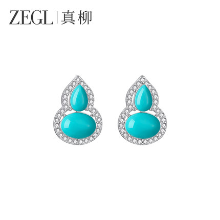 ZEGL真柳绿松石葫芦耳钉女高级轻奢气质耳环小众耳饰新母亲节礼物