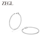 ZEGL银色大素圈耳环女圆圈耳钉简约小众耳圈气质适合圆脸 耳饰