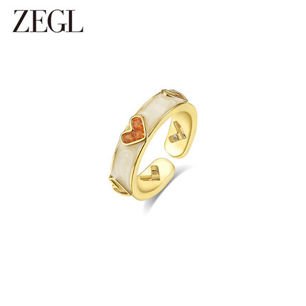 ZEGL爱心开口戒指女秋冬新款小众设计高级感时尚个性指环食指戒